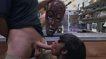 Play Xxx pawn - lexxi deep rides white big cock while wearing wooden african mask